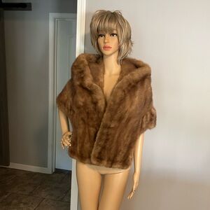 Elegant Brown Vintage Mink Fur Shawl - Stole Wrap